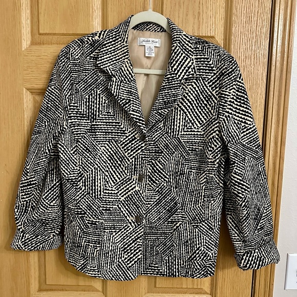 Judith Hart Geometric Women’s Black and White Blazer | Size 14 - Picture 2 of 10
